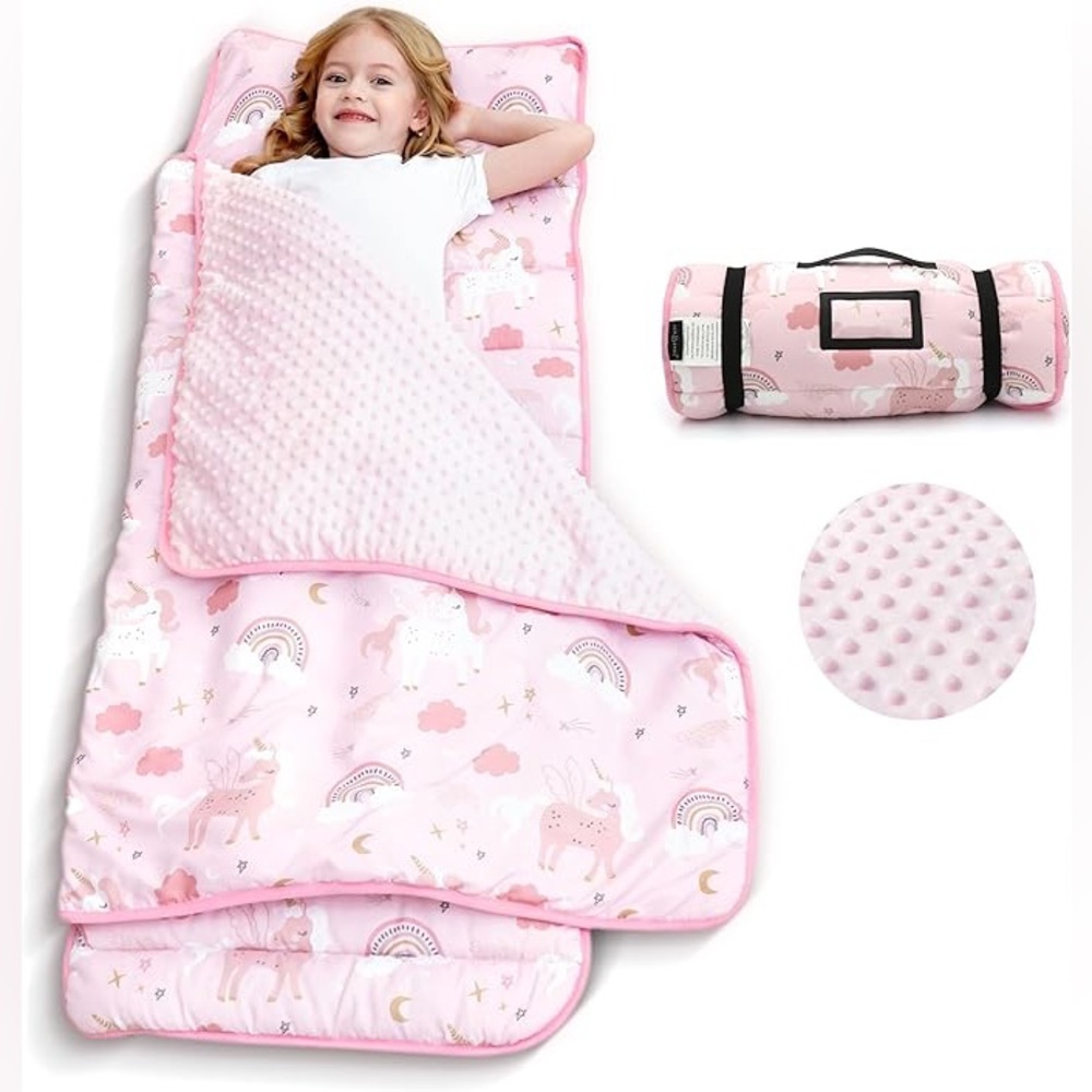 ACRABROS Toddler Nap Mat w/Pillow & Blanket 21x53in Unicorn theme New
